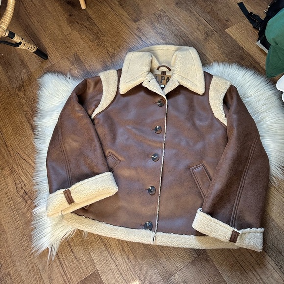 LPA Bona Sherpa Jacket In Burnished Brown - Picture 7 of 10